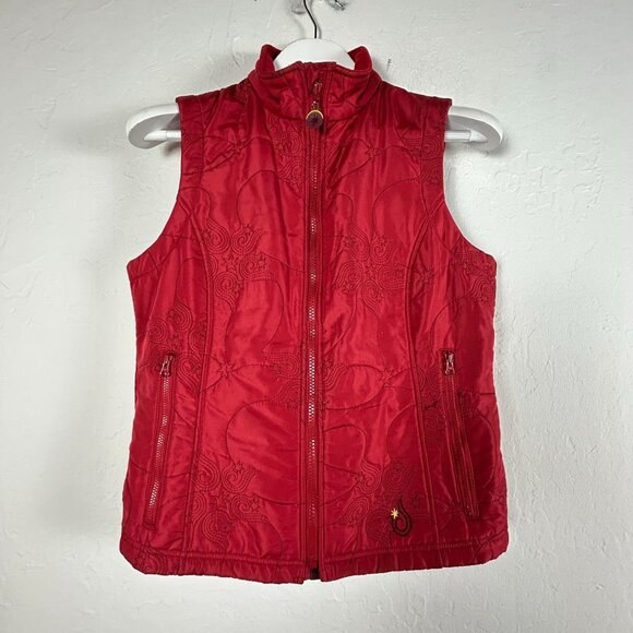 Isis Womens Red Quilted Vest Size 8 Full-Zip Lightweight Fleece Lining Outdoor - Picture 1 of 7